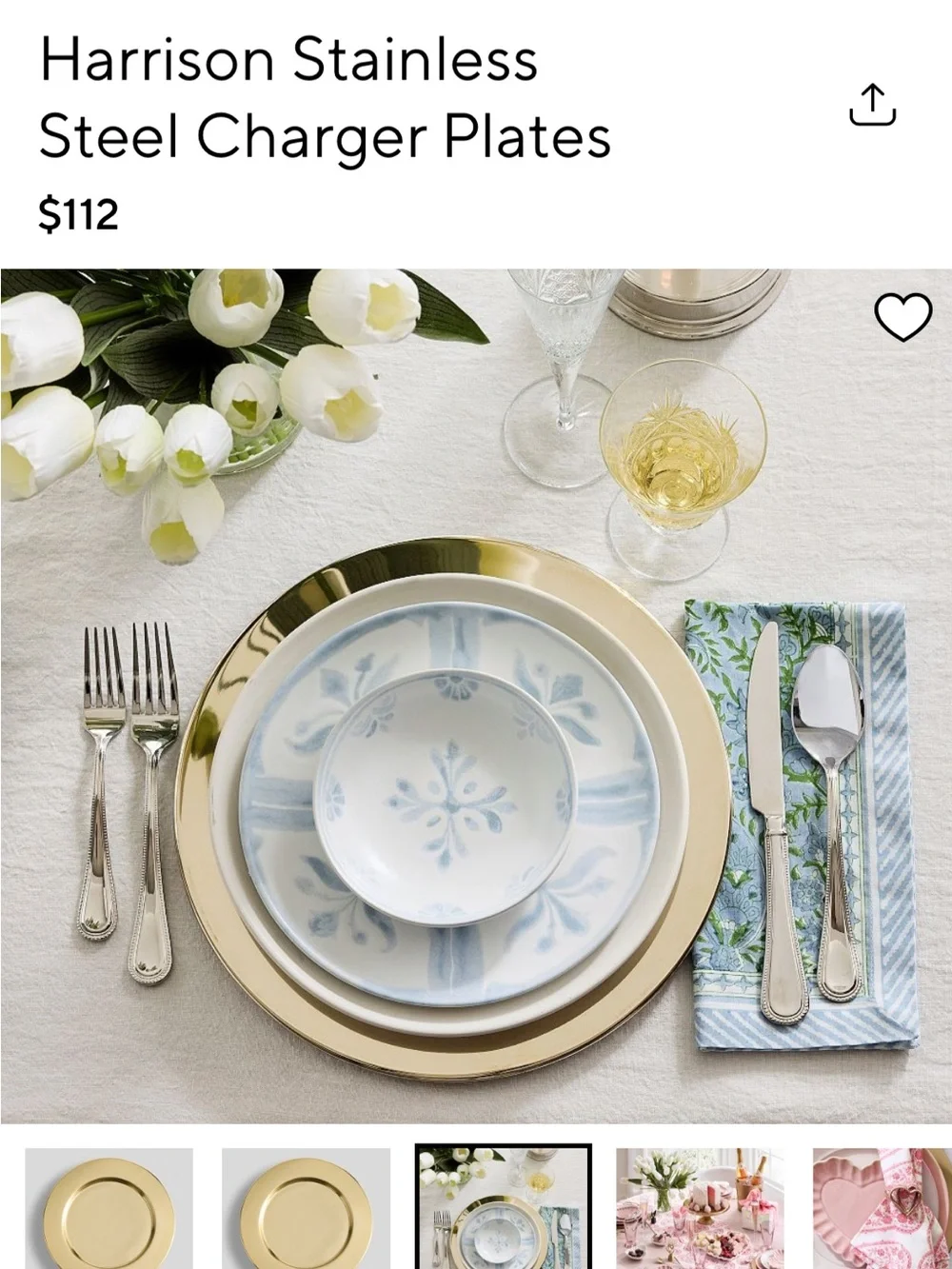 Pottery Barn Harrison Charger Plates set of 4 Gold new in bag.
